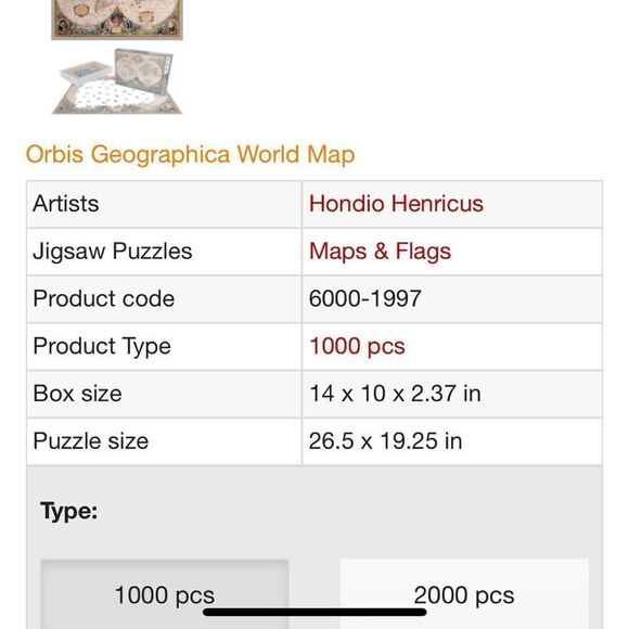 Jigsaw Puzzle Antique Map 1000 Piece - Picture 4 of 8